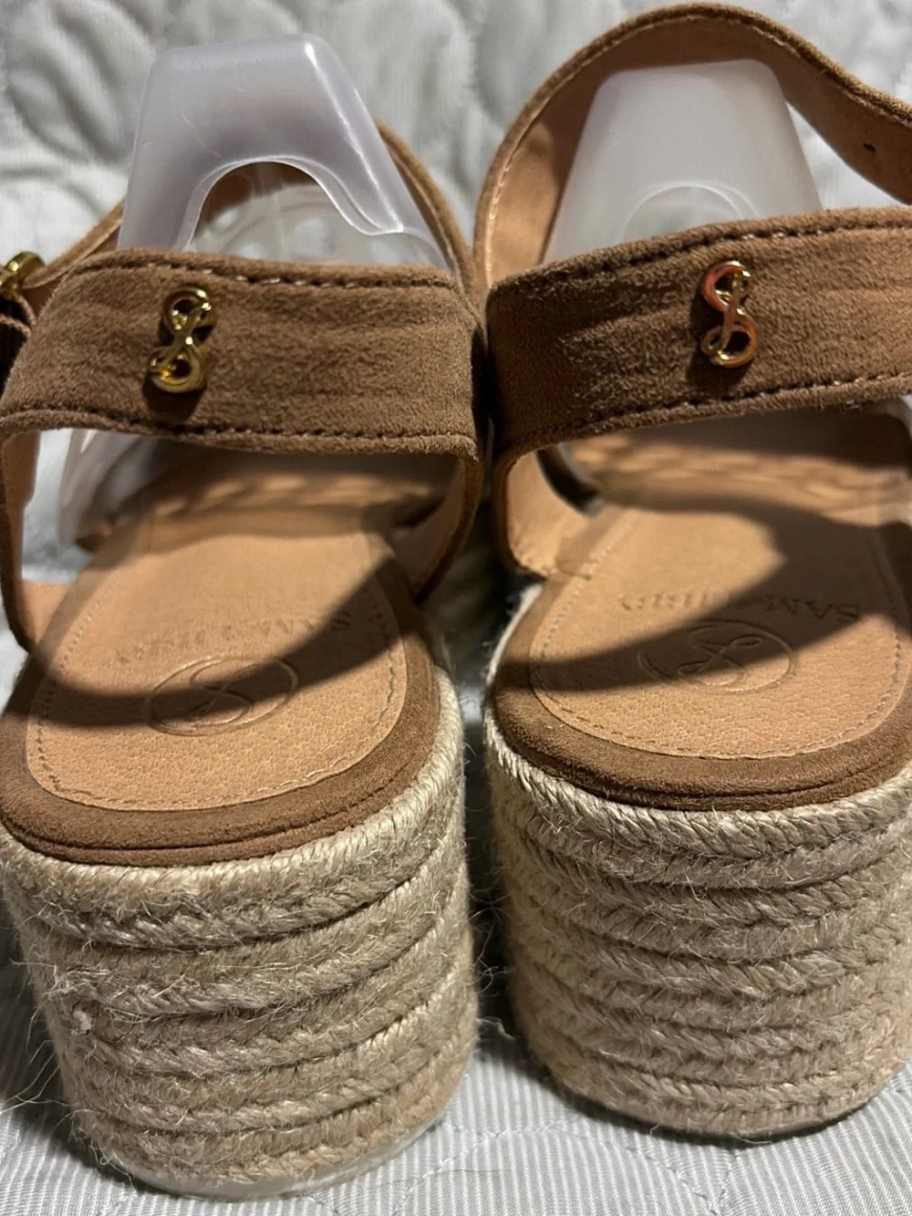 Sam & Libby Brown and Cream Espadrille Platform Wedges